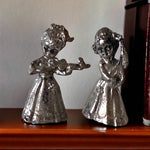 Load image into Gallery viewer, Set Of Two Miniature Pewter Girl Musicians
