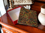 Load image into Gallery viewer, 7 1/2” Square Paisley Fabric Covered Keepsake Box
