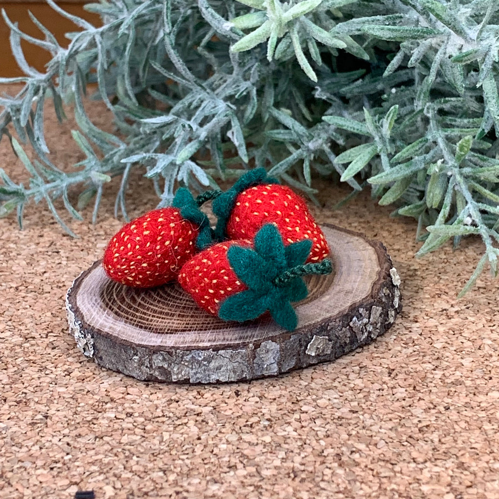 Realistic Miniature Needle Felted Strawberries for your craft project or display