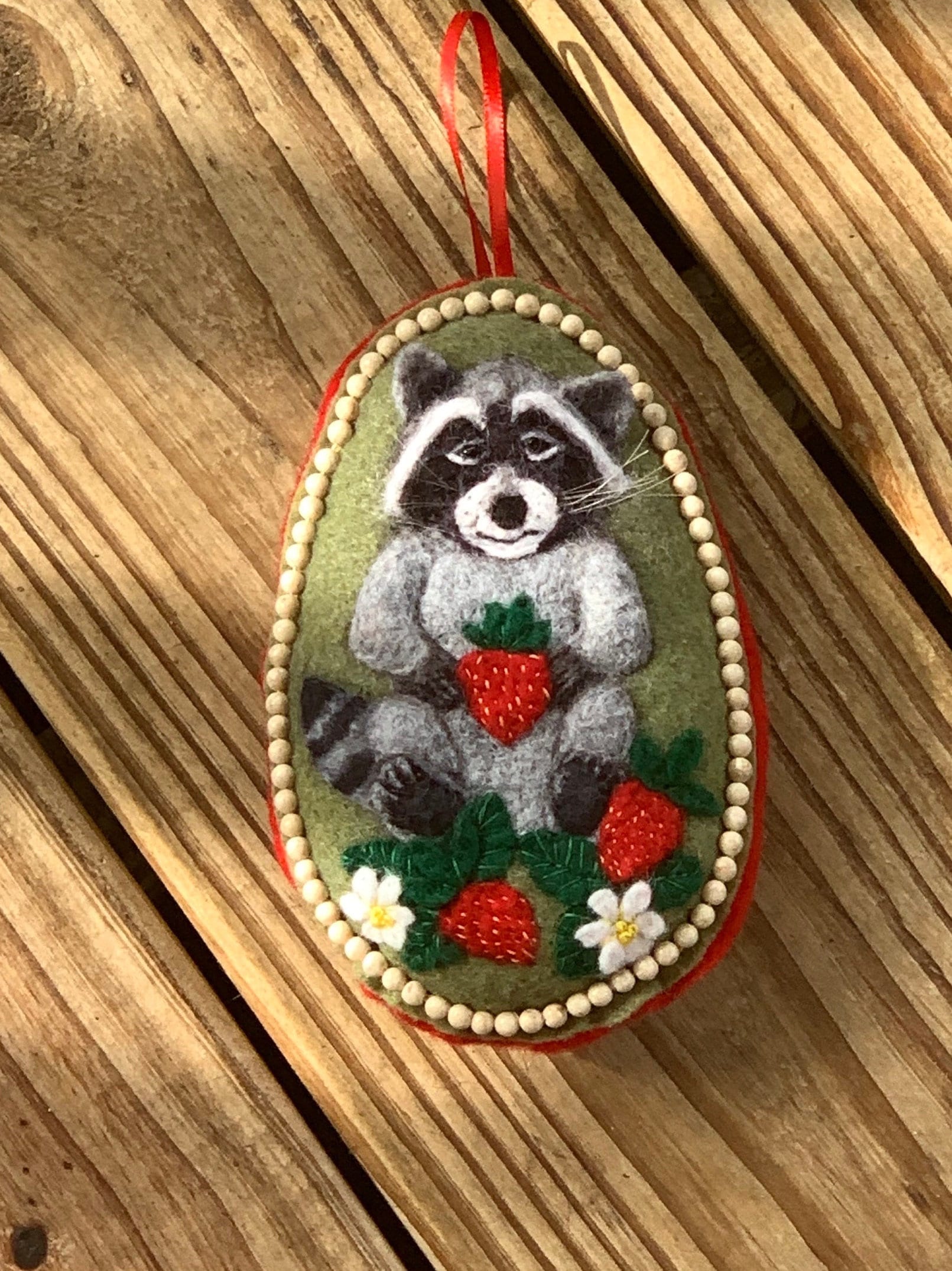 Scented Woodland Raccoon Felt Sachet with Beads