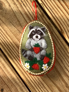 Scented Woodland Raccoon Felt Sachet with Beads