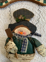 Load image into Gallery viewer, Rustic “Let It Snow” Hanging Snowman Sign – Primitive Christmas Wall Decor

