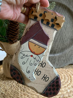 Load image into Gallery viewer, Hand Painted Santa Stocking Ornament – Rustic Country Christmas Decor
