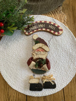 Load image into Gallery viewer, Hanging Santa “Ho Ho Ho” Sign – Rustic Wooden Christmas Decor
