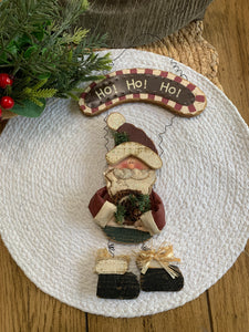 Hanging Santa “Ho Ho Ho” Sign – Rustic Wooden Christmas Decor