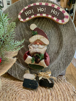 Load image into Gallery viewer, Hanging Santa “Ho Ho Ho” Sign – Rustic Wooden Christmas Decor
