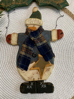 Load image into Gallery viewer, Rustic Wooden Snowman Welcome Sign Primitive Country Christmas Door Hanger 16 Inch
