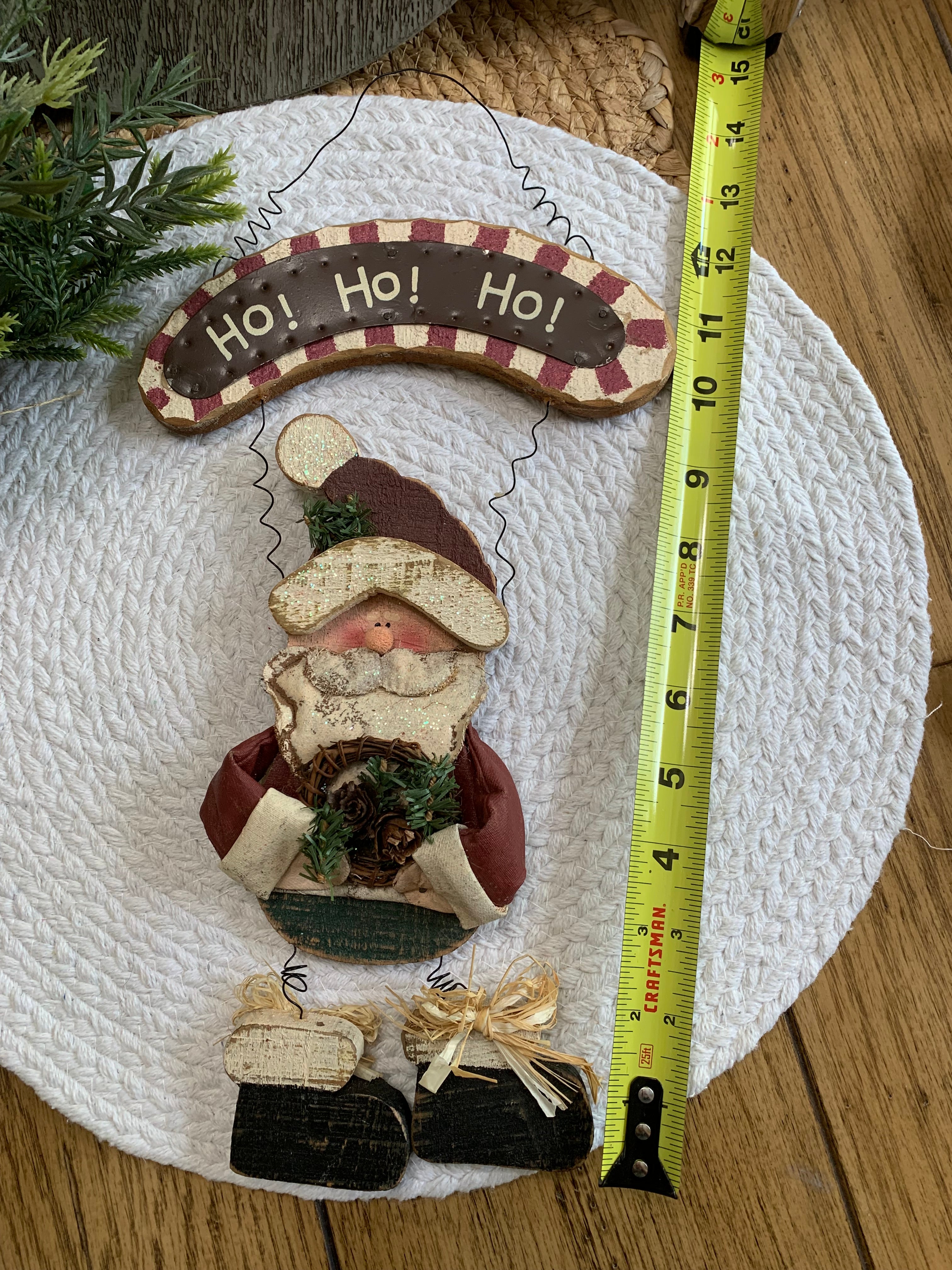Hanging Santa “Ho Ho Ho” Sign – Rustic Wooden Christmas Decor