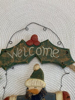Load image into Gallery viewer, Rustic Wooden Snowman Welcome Sign Primitive Country Christmas Door Hanger 16 Inch
