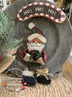 Load image into Gallery viewer, Hanging Santa “Ho Ho Ho” Sign – Rustic Wooden Christmas Decor
