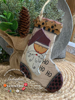 Load image into Gallery viewer, Hand Painted Santa Stocking Ornament – Rustic Country Christmas Decor
