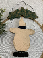 Load image into Gallery viewer, Rustic Wooden Snowman Welcome Sign Primitive Country Christmas Door Hanger 16 Inch
