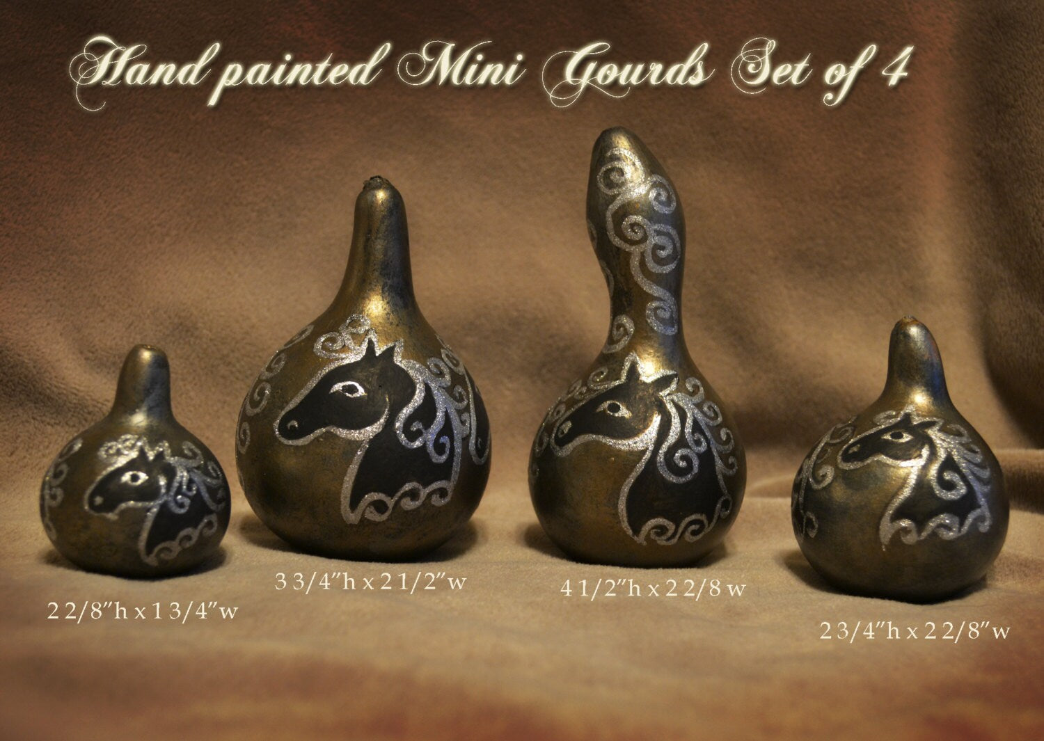 Hand painted Mini Gourds for Horse Lovers-Horse Art-Painted Gourds-Horse Lover Gifts-Folk Art Horses-Holiday Horse Decor