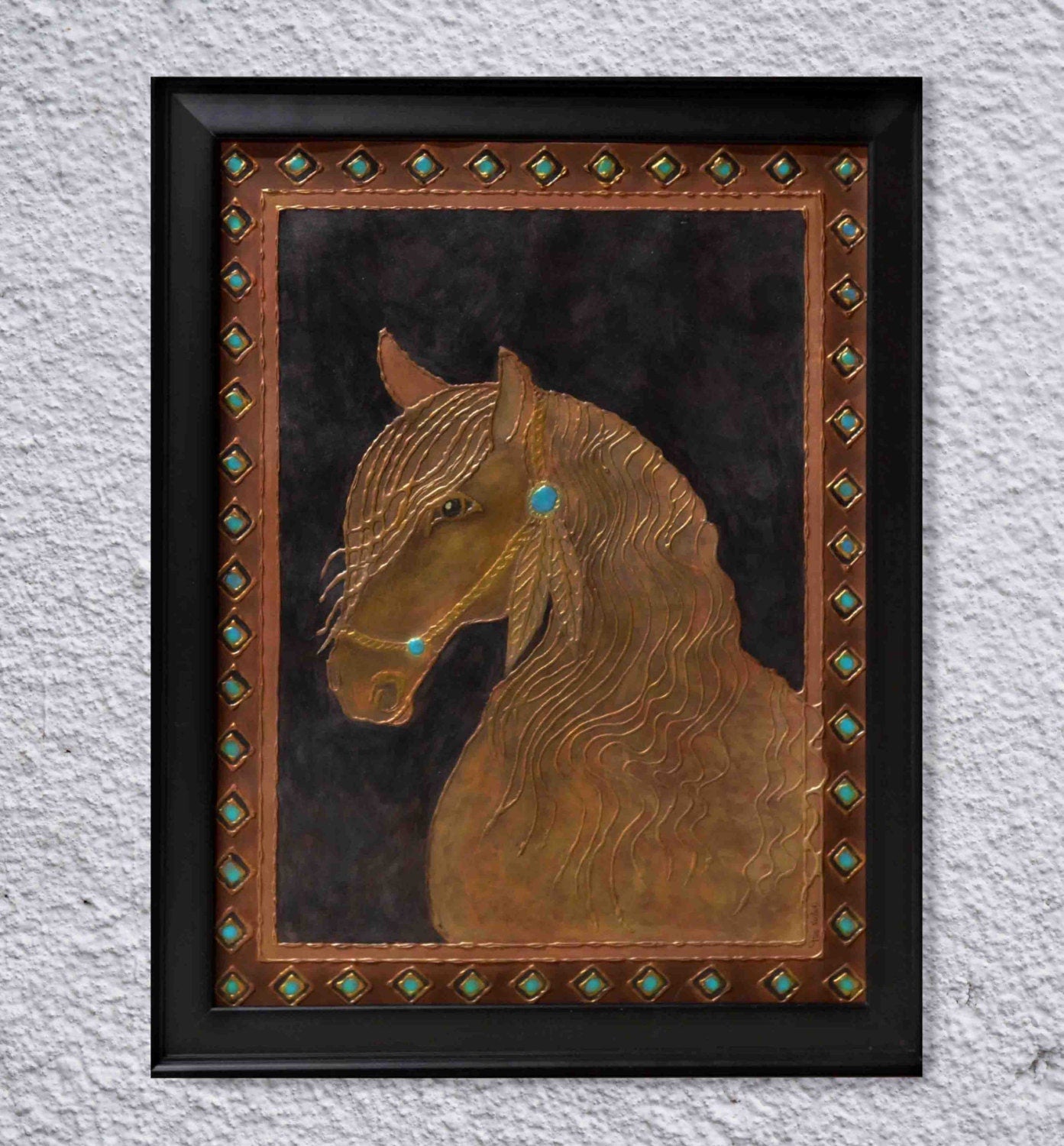 Southwestern Horse Painting-Horse Painting-Original Horse Painting-Framed Horse Painting