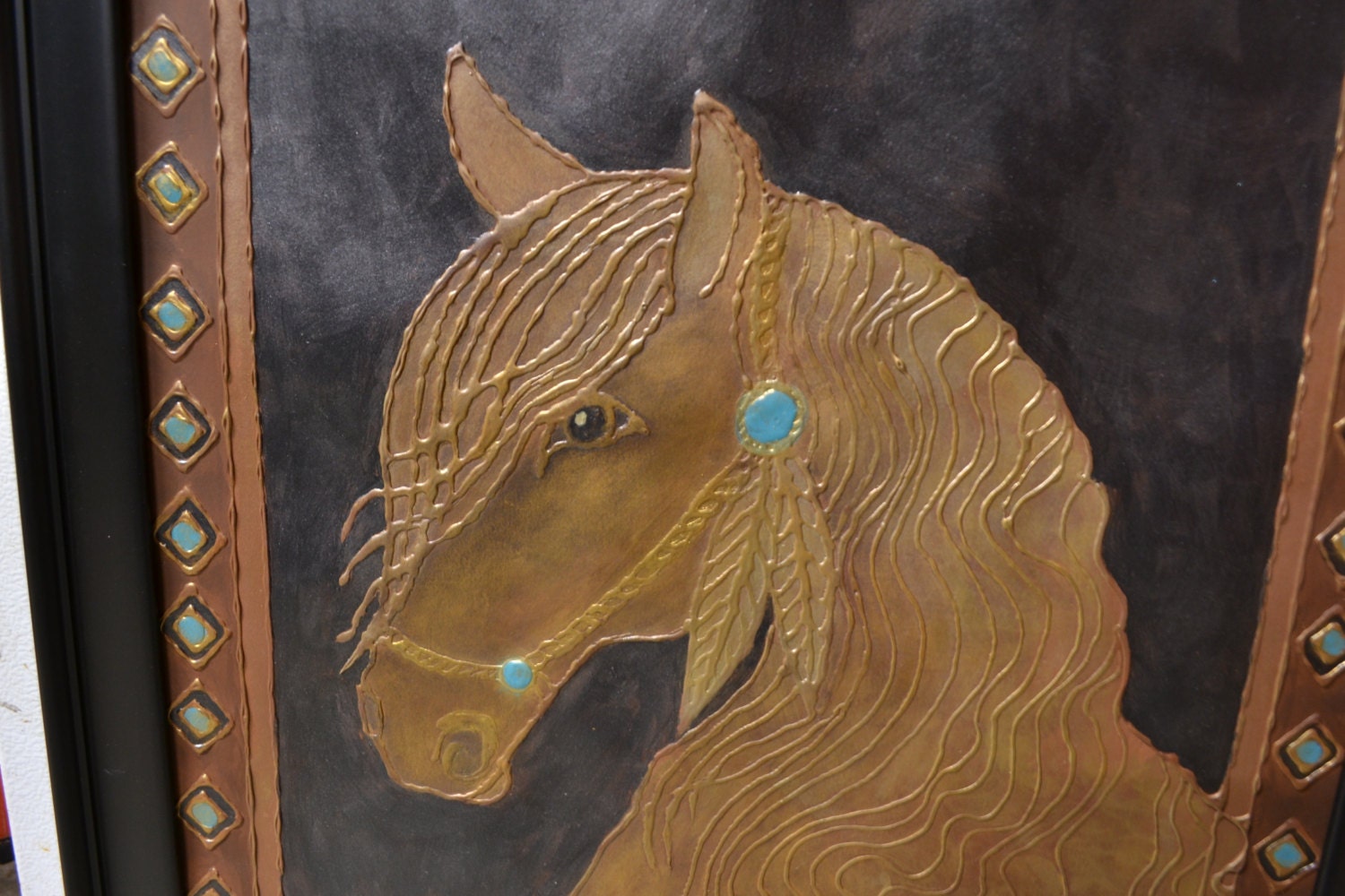 Southwestern Horse Painting-Horse Painting-Original Horse Painting-Framed Horse Painting
