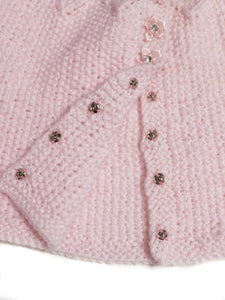 Pink Baby Cardigan with Hat-Hand Knitted Pink Baby Jacket-Baby Hat-Baby Shower Gift