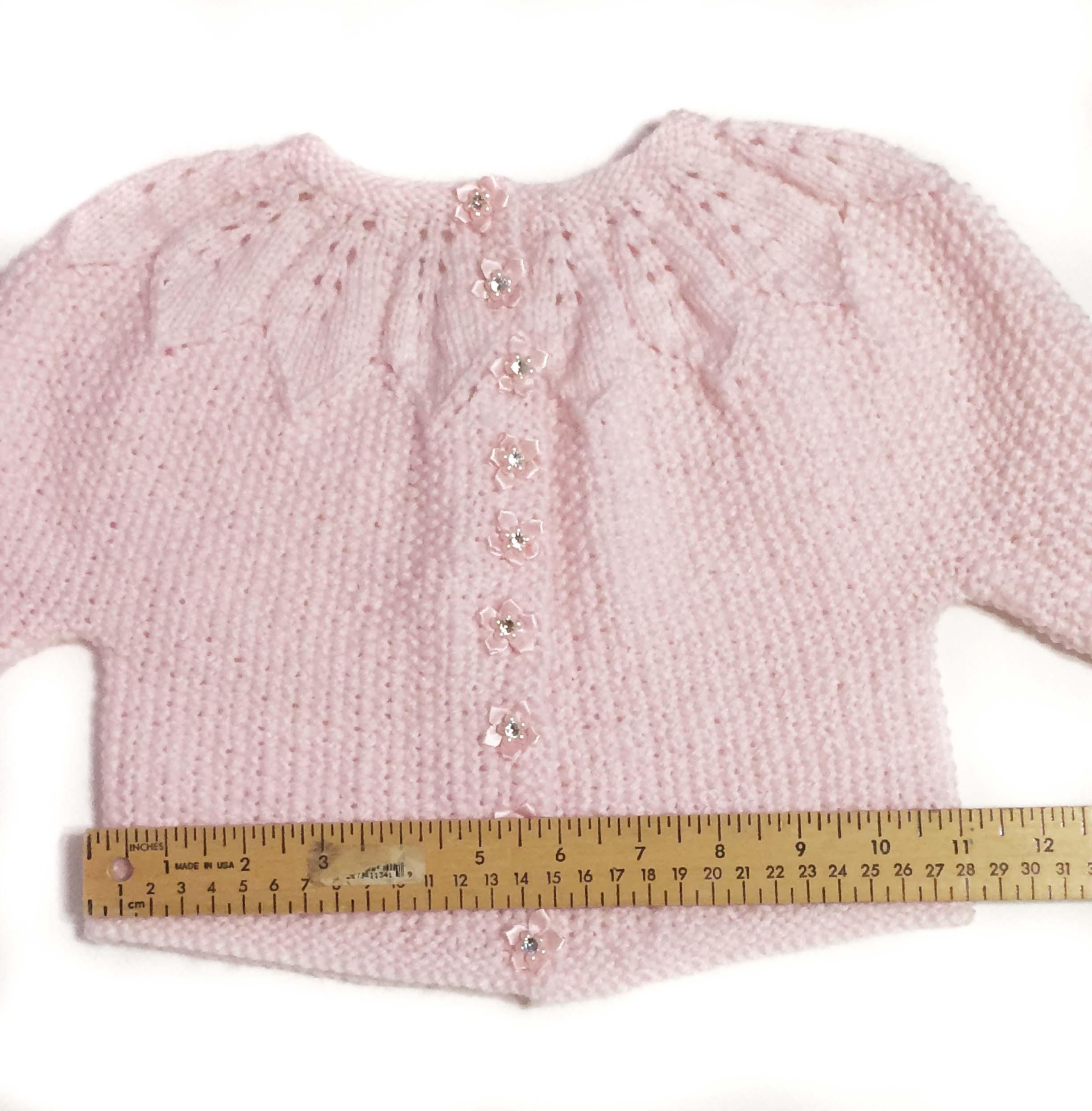 Pink Baby Cardigan with Hat-Hand Knitted Pink Baby Jacket-Baby Hat-Baby Shower Gift