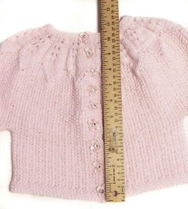 Pink Baby Cardigan with Hat-Hand Knitted Pink Baby Jacket-Baby Hat-Baby Shower Gift