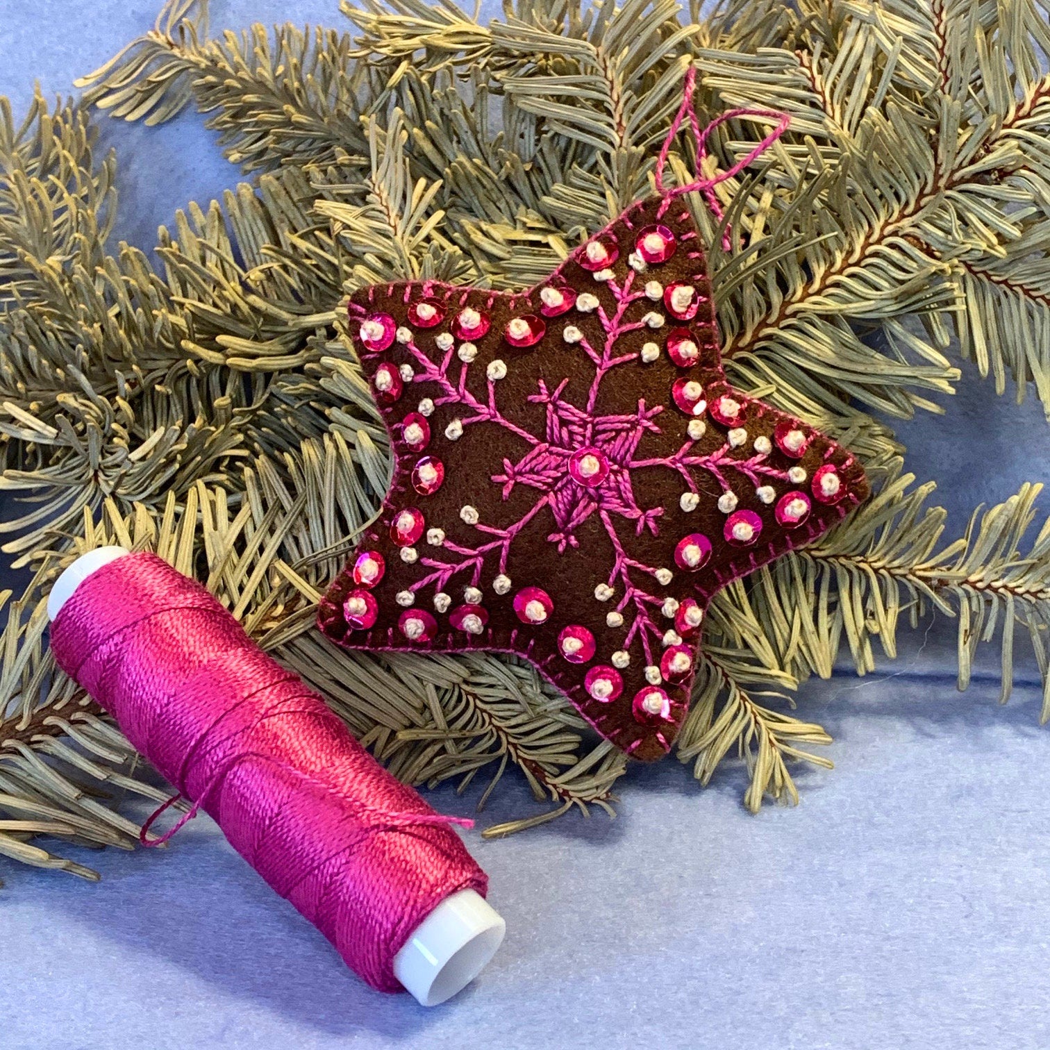 Star Ornament-Felt Ornament-Embroidered Star Ornament -Ornament Exchange Gift