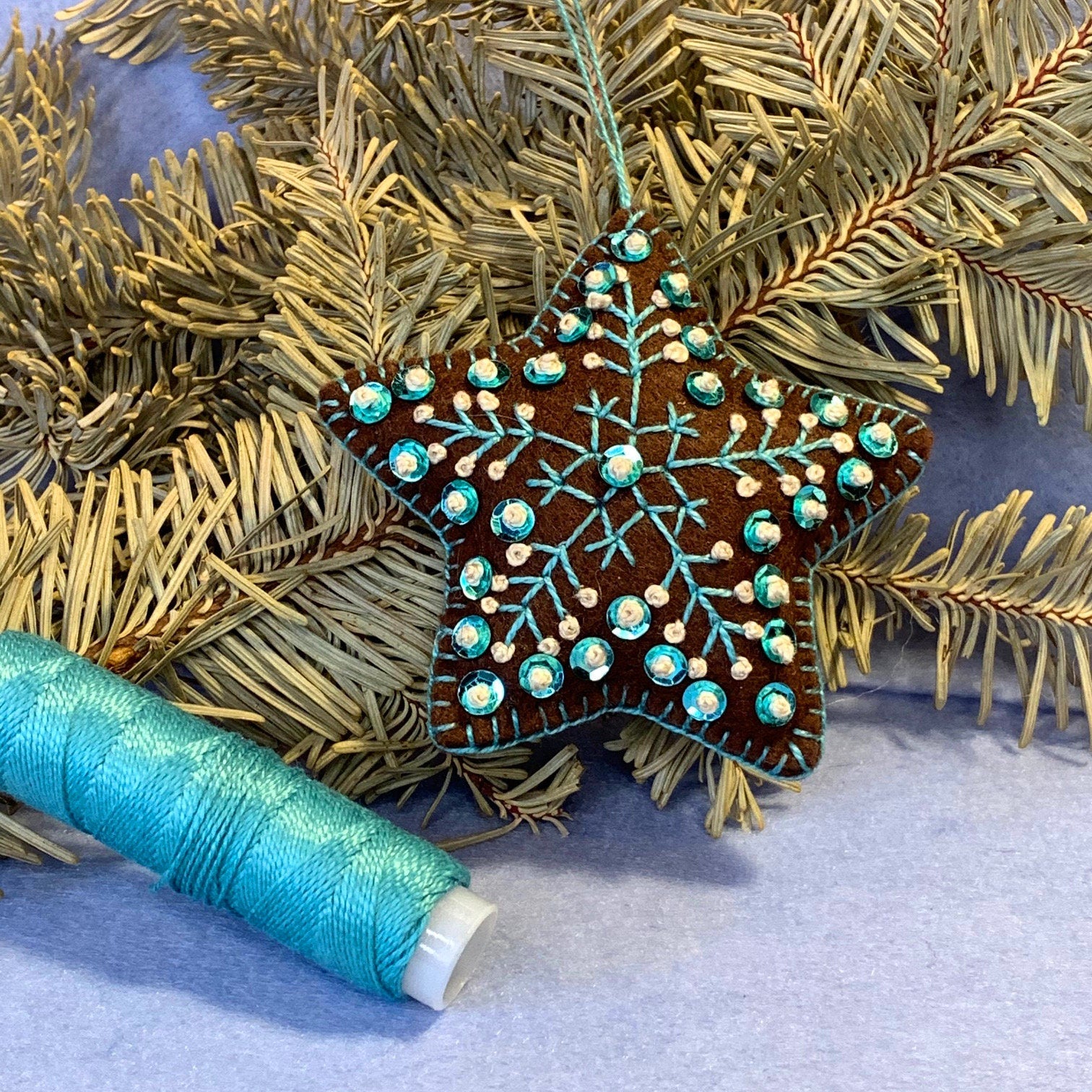 Star Ornament-Felt Ornament-Embroidered Star Ornament -Ornament Exchange Gift