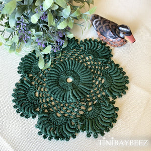 Set of two 6 1/2” Neon Green Round Crochet Doilies-Dimensional Doily- More Colors available