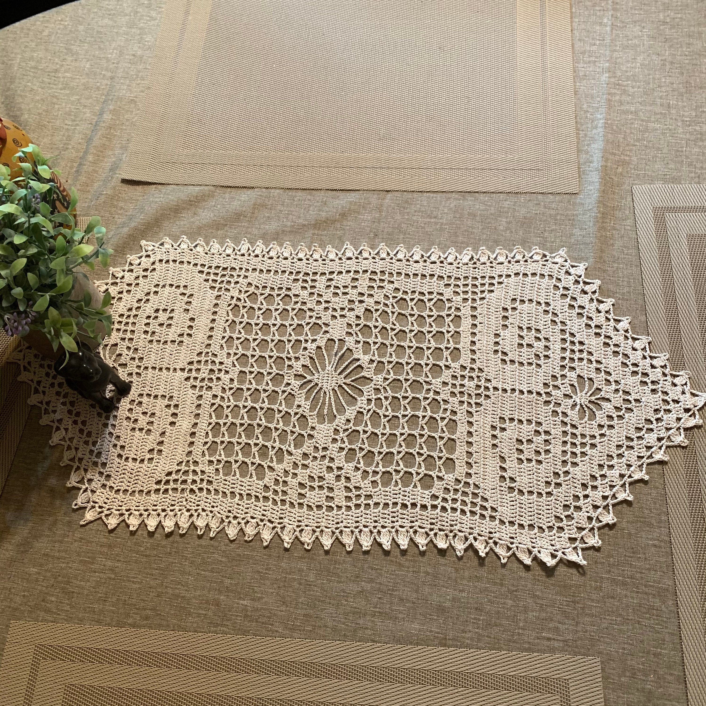 Crocheted Table Runner-Crocheted Doily-24”x12” Oblong Doily