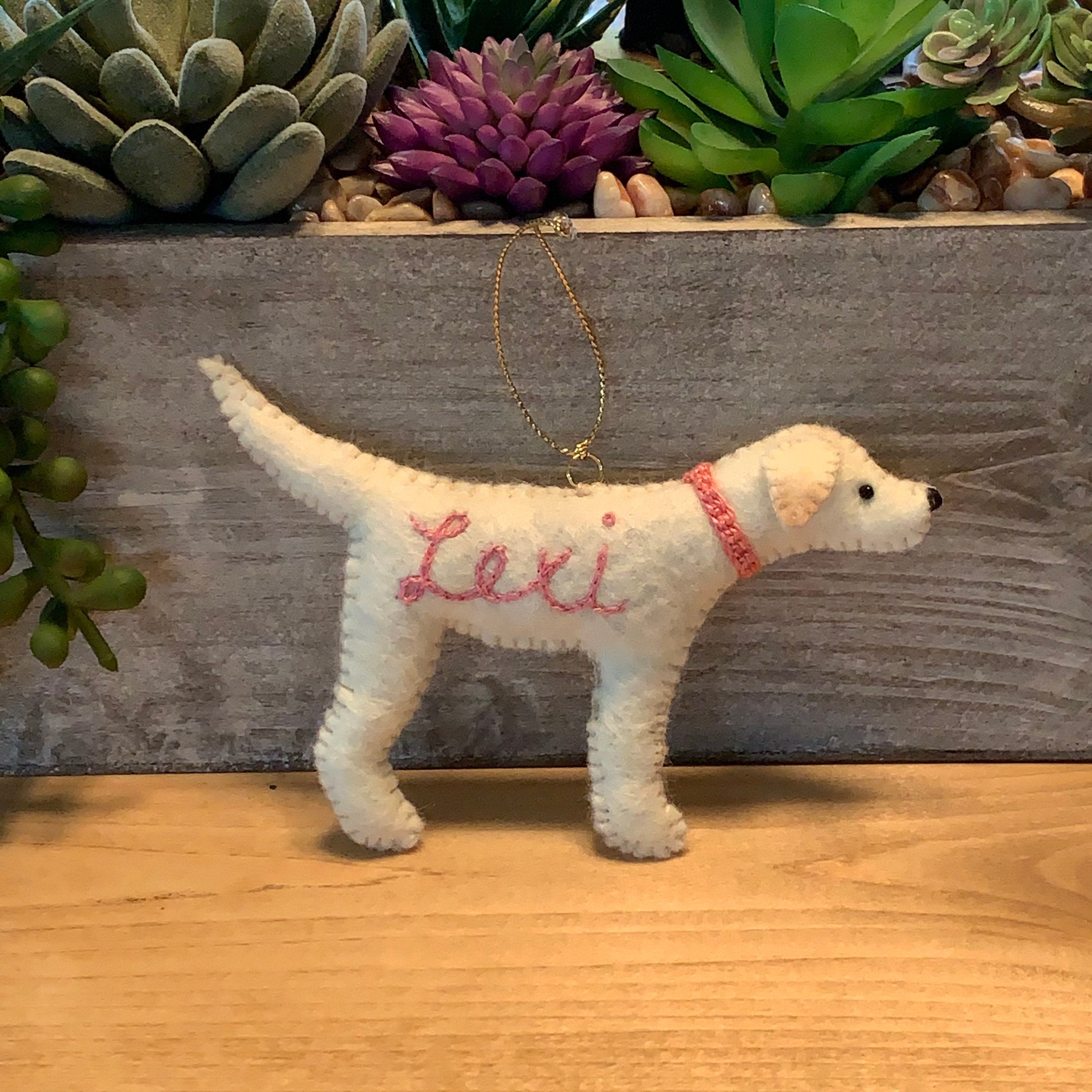 Personalized Lab Ornament with a crochet collar