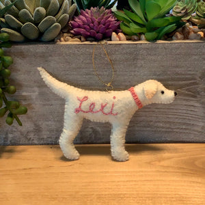 Personalized Lab Ornament with a crochet collar