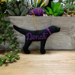 Load image into Gallery viewer, Personalized Lab Ornament with a crochet collar
