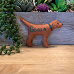 Load image into Gallery viewer, Personalized Red Fox Lab Ornament with a crochet collar
