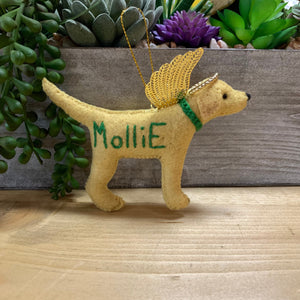 Personalized Labrador Angel Ornament with a crochet collar-Pet Memorial