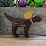 Load image into Gallery viewer, Personalized Labrador Angel Ornament with a crochet collar-Pet Memorial
