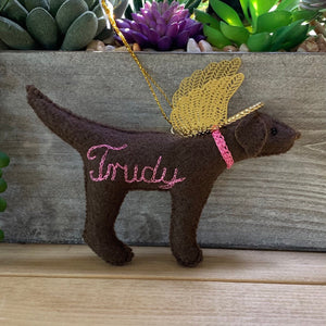 Personalized Labrador Angel Ornament with a crochet collar-Pet Memorial