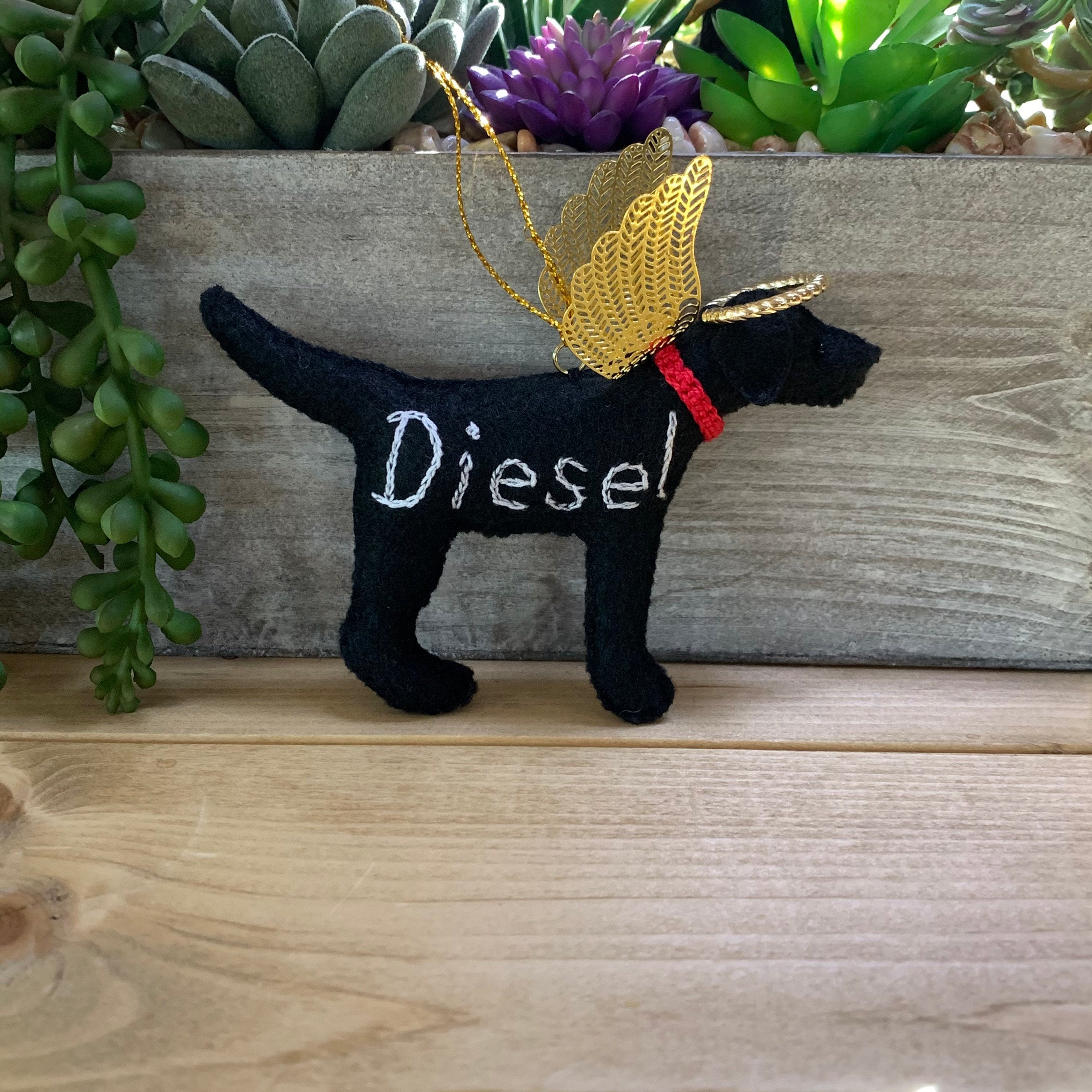 Personalized Labrador Angel Ornament with a crochet collar-Pet Memorial