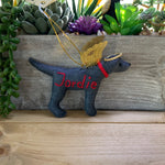 Load image into Gallery viewer, Personalized Labrador Angel Ornament with a crochet collar-Pet Memorial
