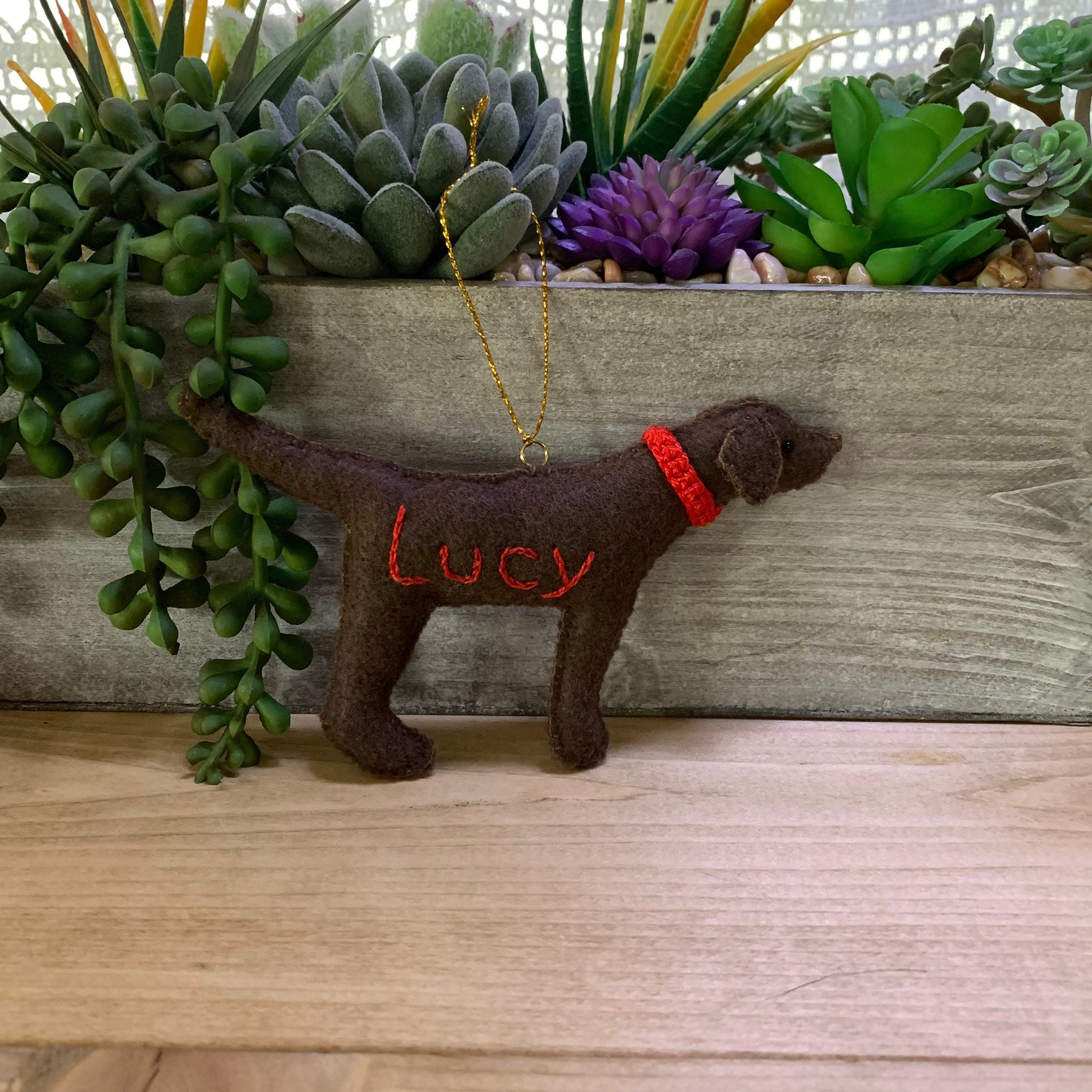 Personalized Lab Ornament with a crochet collar