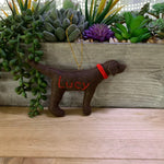 Load image into Gallery viewer, Personalized Lab Ornament with a crochet collar
