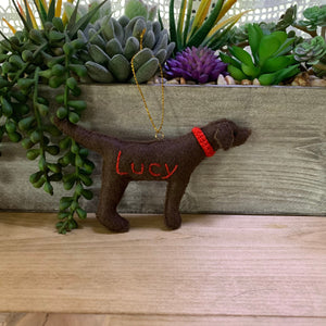 Personalized Lab Ornament with a crochet collar
