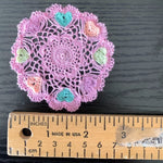 Load image into Gallery viewer, Micro Crochet Dollhouse Doily – Hand-Crocheted Miniature Round Tablecloth with Hearts

