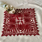 Load image into Gallery viewer, 13” Burgundy Square Doily -Crocheted Doily-Table Decoration
