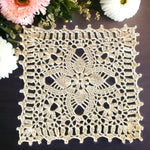 Load image into Gallery viewer, 8” Square Doily- Ecru (off white) Crochet Doily
