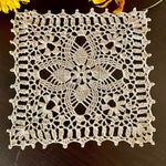 Load image into Gallery viewer, 8” Square Doily- Ecru (off white) Crochet Doily
