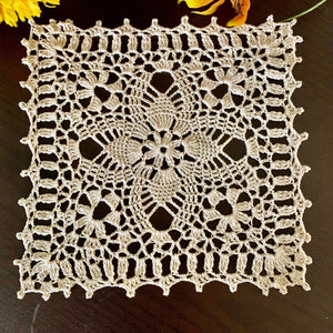 8” Square Doily- Ecru (off white) Crochet Doily