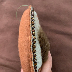 Felt Squirrel Ornament – Hand Embroidered – Needle Felted – with Wooden Bead Accents – Woodland Fall Animal Decor