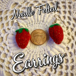 Load image into Gallery viewer, Strawberry Earrings-Needle Felted Earrings made from Merino Wool
