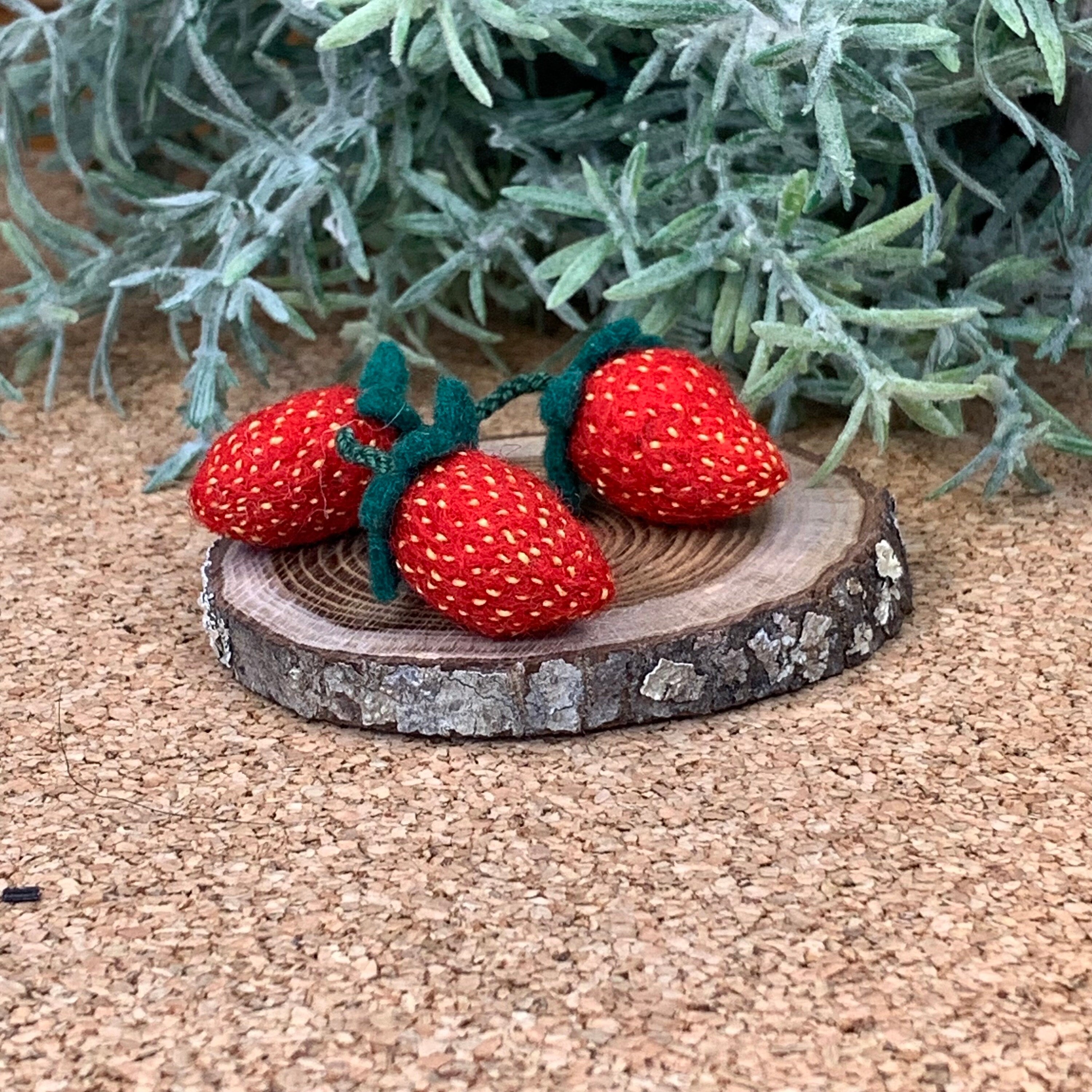 Realistic Miniature Needle Felted Strawberries for your craft project or display