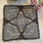 Load image into Gallery viewer, 8” Square Crochet Doily-Light Gray with Charcoal Gray Accents
