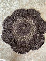 Load image into Gallery viewer, 8" Round Textured Charcoal Gray Crochet Doily
