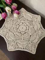 Load image into Gallery viewer, 18” Textured Doily Off-White(Ecru)One-of-a-kind Crochet Doily-Heirloom Doily
