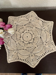 18” Textured Doily Off-White(Ecru)One-of-a-kind Crochet Doily-Heirloom Doily